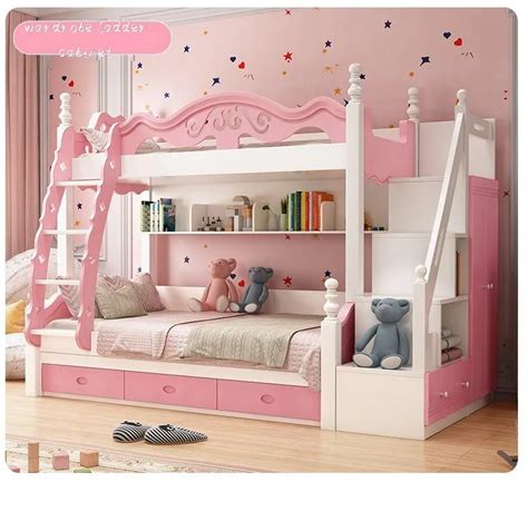 Hello Kitty Princess Bunk Bed Small Apartment Solid Wood Foot Slide