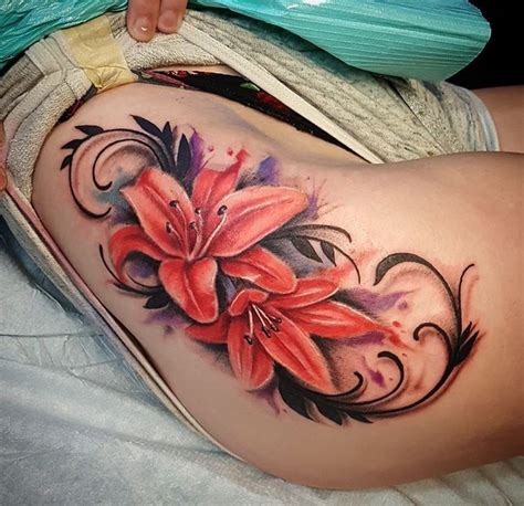 Lilies Hip Tattoo Best Tattoo Design Ideas