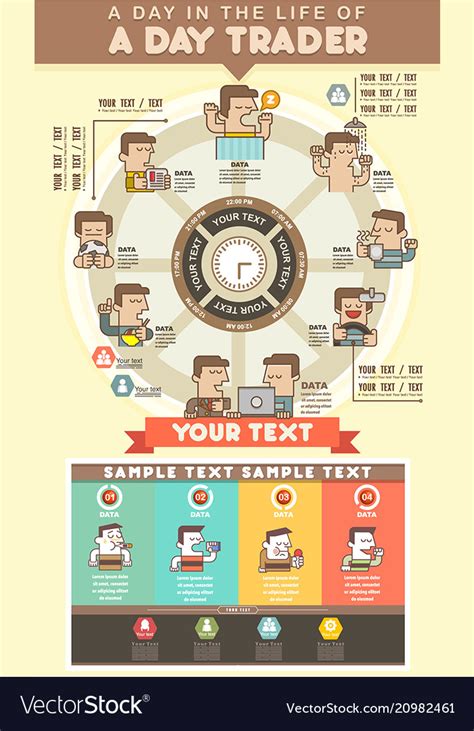 Infographics Business Man Daily Life Routine Vector Image