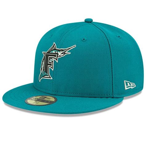 Mens Florida Marlins New Era Teal Cooperstown Collection Classic Wool 59fifty Fitted Hat 34