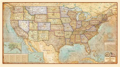 Old United States Map Vintage Map