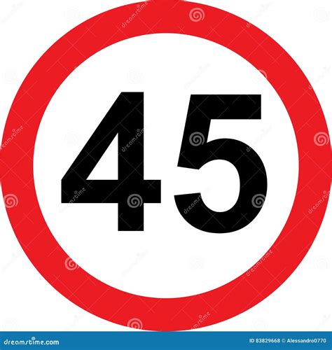 45 Speed Limitation Road Sign Stock Illustration Illustration Of