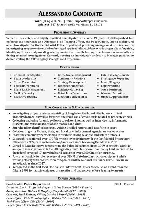 Law Enforcement Resume Sample Resume Example For Police Officers In