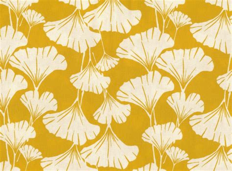 Ginkgo Leaves Print Fabric Mustard Yellow One Yard Quilting Etsy