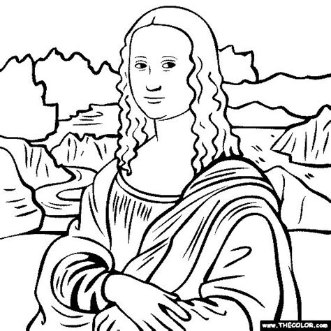 100% free coloring page of Leonardo Da Vinci painting - The Mona Lisa