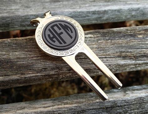 Personalized Golf Divot Tool And Marker Engraved Leather Wedding Groom