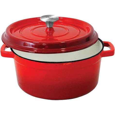Nutrichef 5 Quart Enameled Round Cast Iron Dutch Oven With Self Basting