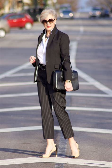 How To Wear Pinstripes Style At A Certain Age Over 50 Womens
