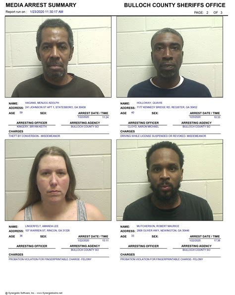 01/23/2020 Booking Report for Bulloch County - AllOnGeorgia