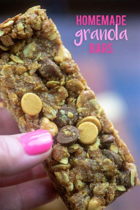 Homemade granola bars can be a healthy snack during the day, especially when properly prepared. These homemade granola bars are studded with chocolate and peanut butter. Soft, chewy, and so ...