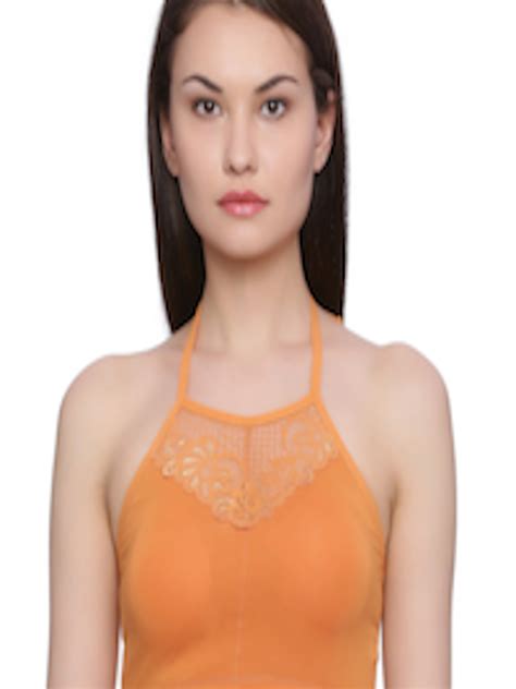 Buy Zivame Orange Lace Non Wired Lightly Padded Bralette Bra Ziz1290019porng Bra For Women