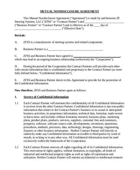 free 9 sample non disclosure agreement forms in pdf ms word