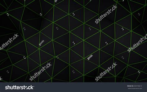Glowing Green Triangle Polygons Computer Generated Stock Illustration