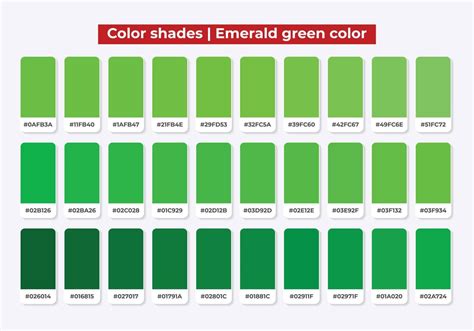 Green Color Shades With Rgb Hex For Textile Fashion Design Paint