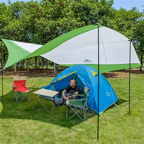 Topnaca Lightweight Camping Tarp Shelter Beach Tent Sun Shade Awning Canopy With Tarp Poles