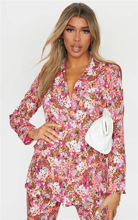 Pink Ditsy Floral Blazer Co Ords Prettylittlething