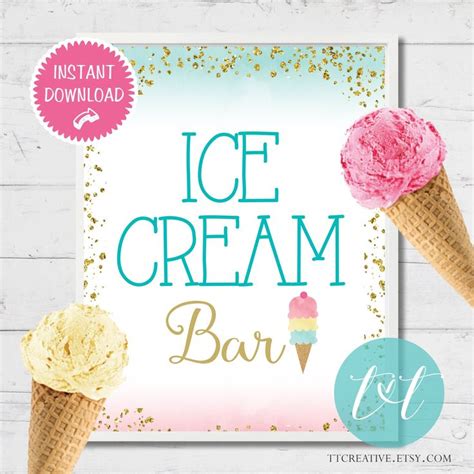 Ice Cream Party Ice Cream Bar Sign X Birthday Etsy Icecream Bar Ice Cream Party