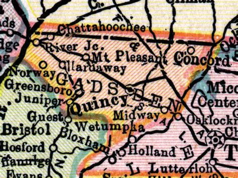 Map Of Gadsden County Florida 1916