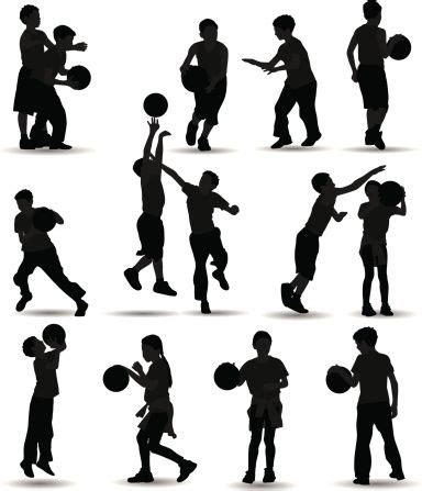 Beautiful children playground with kids playing. Vectores libres de derechos: Kids Playing Basketball ...