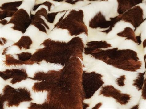 Brown Cow Faux Fur Fabric Velboa Animal Short Pile Fake Fur 150cm Wide