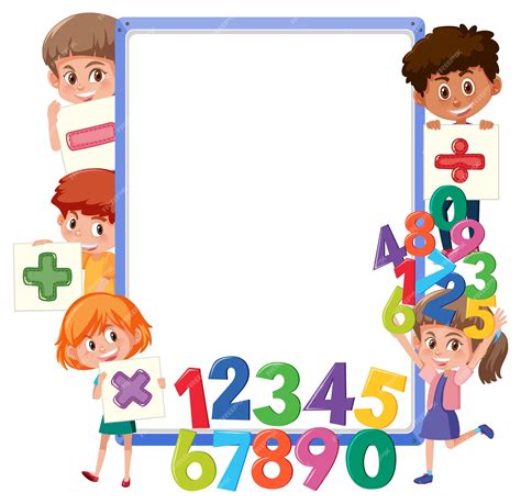 Premium Vector Empty Board With School Kids And Math Objects