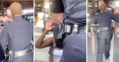 Black Female Officer Confronts Cop Who Pushed Woman On Her Knees To The Ground