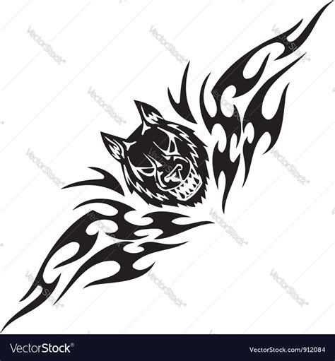 Wolf And Symmetric Tribals Royalty Free Vector Image