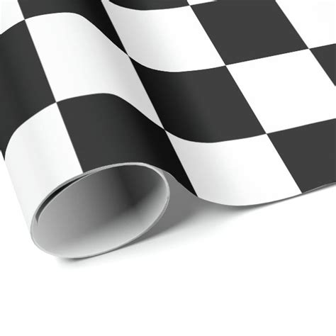 Black White Classic Checker Checkered Flag Wrapping Paper