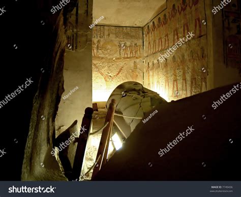 The Inside Of A Pharaoh´s Tomb Chamber In Kings Valley Egypt Stock