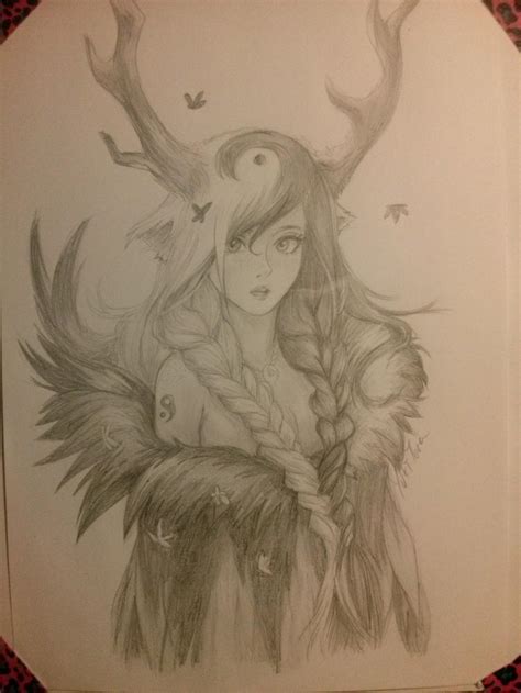 Yingyang Deer Girl Pencilart By Rebotaku On Deviantart