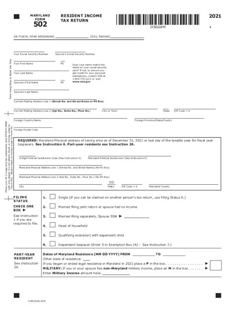 Md 502 2021 2024 Form Fill Out And Sign Printable Pdf Template