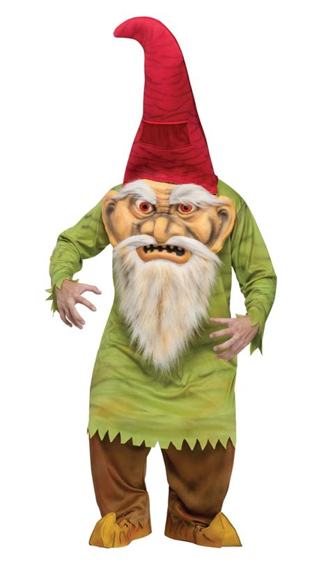 Evil Garden Gnome Costume Big Head Hunchback Troll Adult Teen Mens