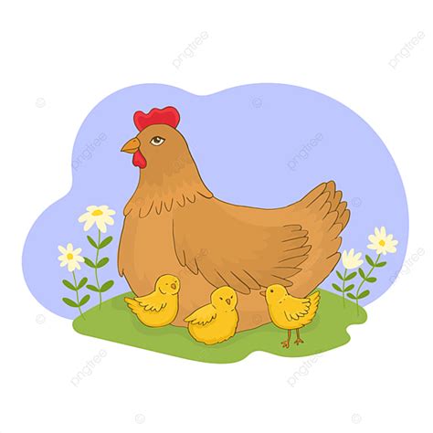 Induk Ayam Dan Anak Anaknya Ayam Clipart Musim Panas Tropis Png Dan