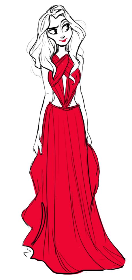 Red Dress Dress Sketches Fashion Illustration Girl Drawing