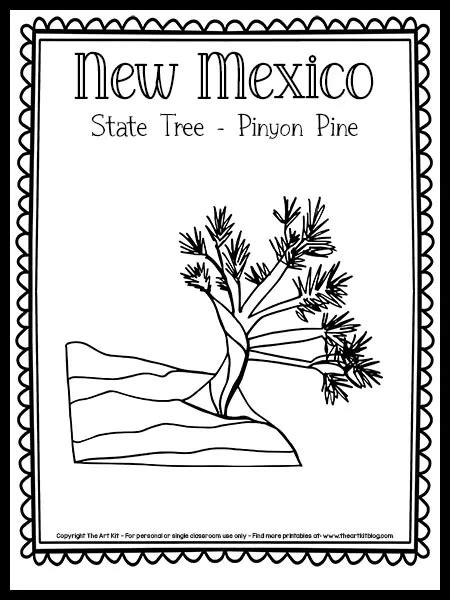 New Mexico State Tree Coloring Page Pinyon Pine Free Printable