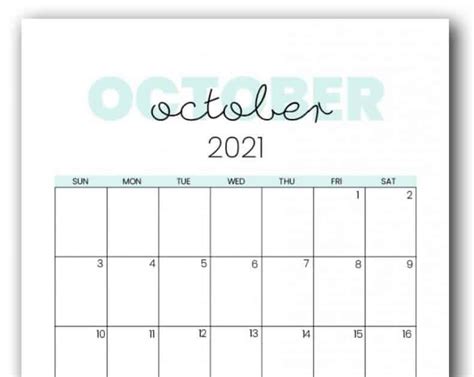Cute 2021 Printable Blank Calendars Collection Of October 2021 Photo