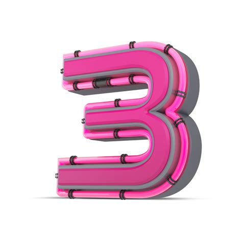 3d Pink Number With Neon Light 3d Rendering 24911938 Png