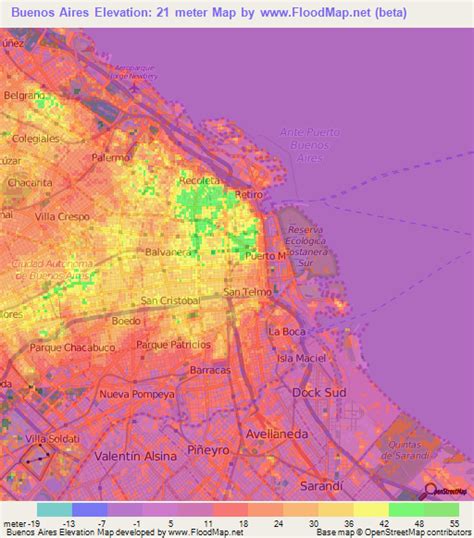 Elevation Of Buenos Airesargentina Elevation Map Topography Contour