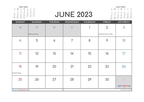 Free June 2023 Calendar Template 23228