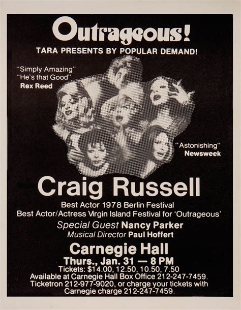 Outrageous Tara Presents By Popular Demand Craig Russell 1978