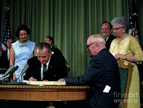 Lyndon Baines Johnson Signing Medicare Bill 1965 Photograph By Granger Fine Art America