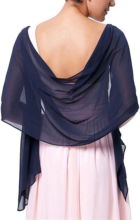 Solid Wedding Shawls Wraps Womens Evening Dress Scarves Navy Blue At