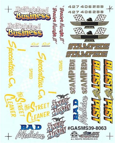 Slixx Decals Inc Gasser Mini Decal Sheet 39