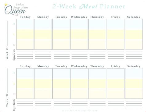 Two Week Schedule Template Example Calendar Printable Blank Two Week