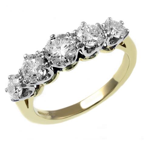 18ct Yellow Gold 103ct Graduated Diamond 5 Stone Ring Jewellery From