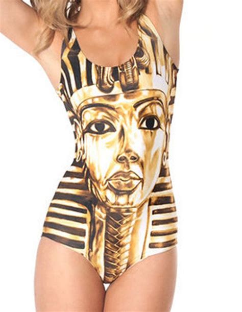 sexy gold egyptian pharaohs print monokini womens bathing suit swimwear womens bathing suits