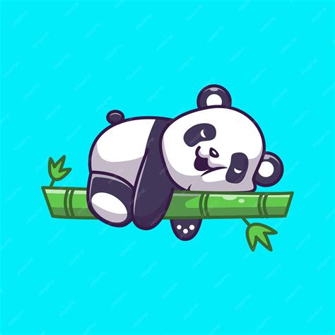 Premium Vector Cute Panda Sleeping Bamboo Icon Illustration Panda