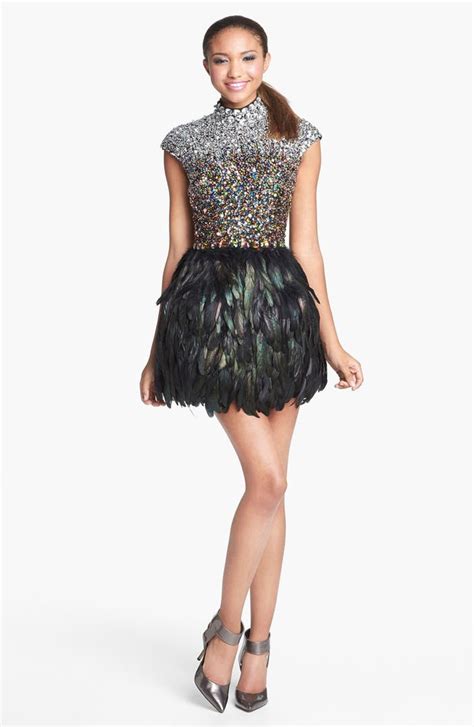 Sherri Hill Jewel And Feather Embellished Dress Nordstrom