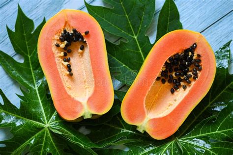 Papaya Fruits On Backgroud Fresh Ripe Papaya Slice Tropical Fruit With