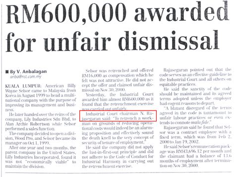 Thursday, 4 july 2019 worker wins rm1.2 million compensation for unfair dismissal | sky malaysia the industrial court says. Raja Segaran Consultants | Malaysian Industrial Relations ...